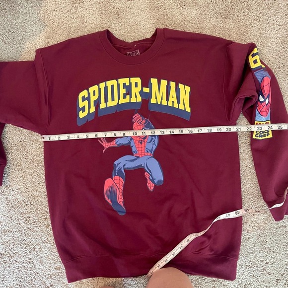 Marvel Comics Spider-Man Graphic Sweatshirt Burgundy Pullover Men's M - Picture 7 of 8